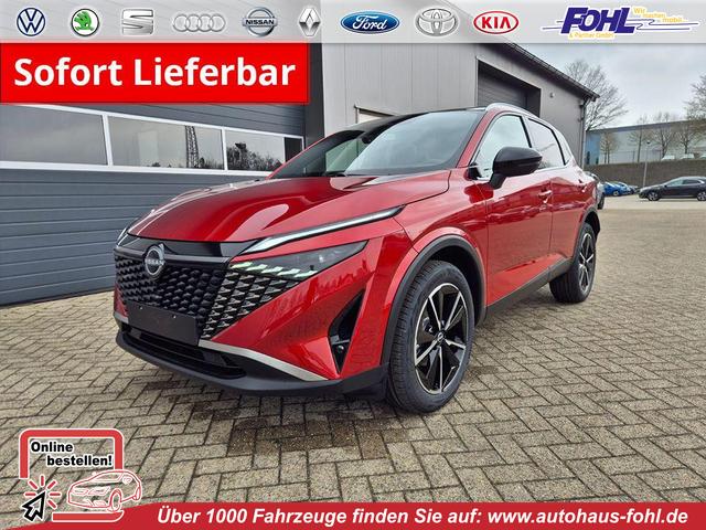 Nissan Qashqai - 1.3 DIG-T MHEV 158 PS X-Tronic Tekna Voll-Leder Klimaautomatik PanoGlasdach Sitzheizung Lenkradheizung Navi Head-Up Display elektr. Heckklappe ACC PDC v+h 360&deg;Kamera DAB Bluetooth Touchscreen Apple CarPlay Android Auto 19"LM