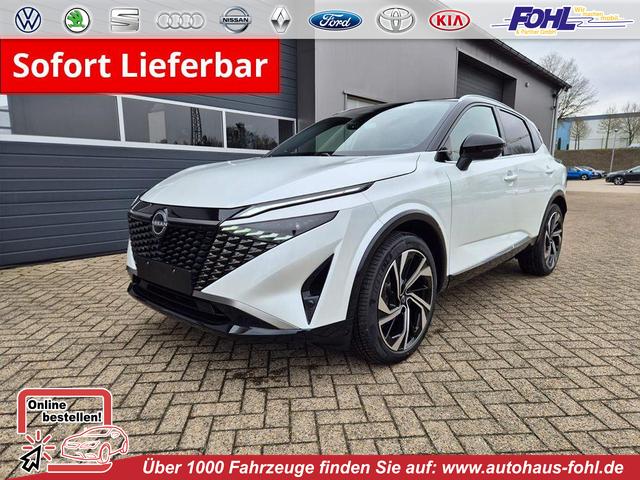 Nissan Qashqai - 1.3 DIG-T MHEV 158 PS X-Tronic Tekna Premium Paket 20"LM Teil-Leder PanoGlasdach Klimaautomatik Sitzheizung Lenkradheizung Navi Head-Up Display elektr. Heckklappe ACC PDC v+h 360&deg;Kamera DAB Bluetooth Touchscreen Apple CarPlay Android Auto
