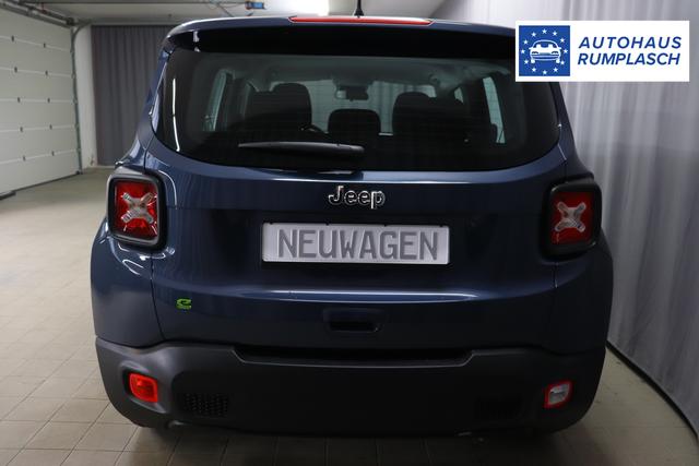 Jeep Renegade 1.5 T4 DCT7 e-Hybrid Longitude 1469 96 kW435 Blue Shade 015 Stoff Schwarz "61P Blue Shade Metallic Business-Paket Longitude: Uconnect Smartouch 8.4 mit 8,4""-Touchscreen, Navigationssystem, Bluetooth, AUX-IN-und USB sowie DAB, Apple CarPlay&Android Auto und LIVE Services, Fahrersitz mit elektr. Lordosenstütze 2-fach verstellbar"