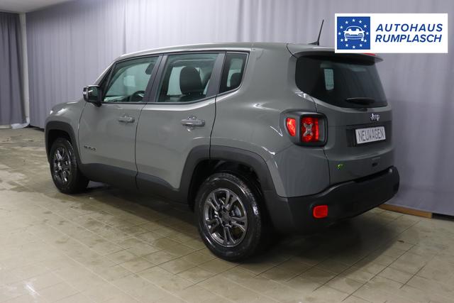 Jeep Renegade 1.5 T4 DCT7 e-Hybrid Longitude 503 Sting Grey 015 Stoff Schwarz "8CZ Sting Grey Business-Paket Longitude: Uconnect Smartouch 8.4 mit 8,4""-Touchscreen, Navigationssystem, Bluetooth, AUX-IN-und USB sowie DAB, Apple CarPlay&Android Auto und LIVE Services, Fahrersitz mit elektr. Lordosenstütze 2-fach verstellbar" 1469 96 kW