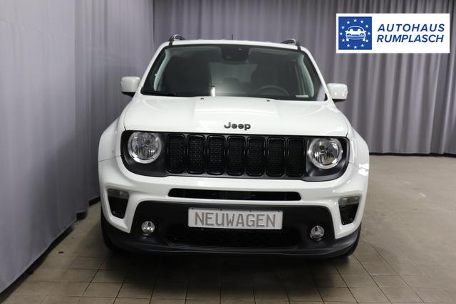 Jeep Renegade 1.5 T4 DCT7 e-Hybrid Limited 1469 96 kW296 Alpine White Leder Schwarz "Navigationssystem 01K Design-Paket Black Pack 2XL Leder-Paket 2T2 Funktions-Paket 7KS Winter-Paket UGM Uconnect Smartouch 8.4 mit 8,4""-Touchscreen, Navigationssystem, Bluetooth, AUX-IN-und USB sowie DAB, Apple CarPlay&Android Auto und LIVE Services 070 Seitenscheiben hinten und Heckscheibe verdunkelt 108 18""-Leichtmetallfelgen, schwarz glänzend 5CA Alpine White"