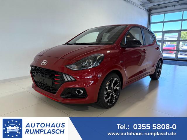 Hyundai i10 - N Line 1.0 T-GDI 66 kW (90 PS) Line-Interieur-Paket, Lenkradheizung, Sitzheizung, Klimaautomatik, Radio, DAB, Apple CarPlay, Android Auto, Navigationssystem, Rückfahrkamera, Verkehrszeichenerkennung, Tempomat, 16 Zoll Leichtmetallfelgen, uvm.