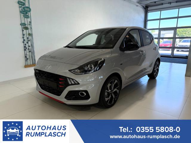 Hyundai i10 - N Line 1.0 T-GDI 66 kW (90 PS) Interieur-Paket, Lenkradheizung, Sitzheizung, Klimaautomatik, Radio, DAB, Apple CarPlay, Android Auto, Navigationssystem, Rückfahrkamera, Verkehrszeichenerkennung, Tempomat, 16 Zoll Leichtmetallfelgen, uvm.