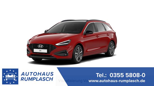 Hyundai i30 - GO 1.0 T-GDi 73 kW (100 PS) 2-Zonen-Klimaautomatik, Sitzheizung, Lenkradheizung, Navigationssystem, DAB, Apple CarPlay, Android Auto, Bluetooth, Freisprecheinrichtung, USB-Anschluss, Digitales Cockpit, LED-Abblendlicht, Dachreling, 16 Zoll Leichtmetallfe