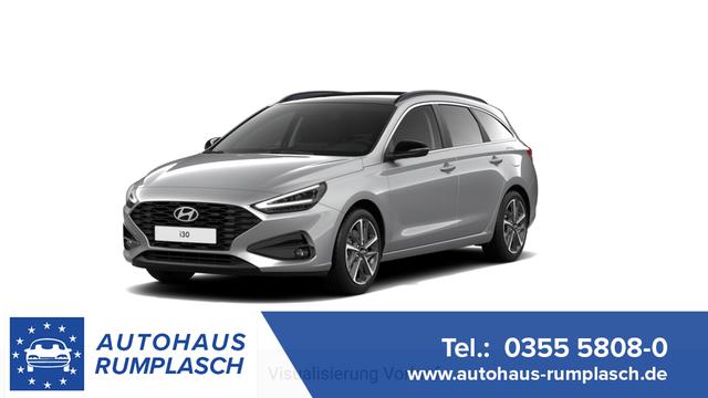 Hyundai i30 - GO 1.0 T-GDi 73 kW (100 PS) 2-Zonen-Klimaautomatik, Sitzheizung, Lenkradheizung, Navigationssystem, DAB, Apple CarPlay, Android Auto, Bluetooth, Freisprecheinrichtung, USB-Anschluss, Digitales Cockpit, LED-Abblendlicht, Dachreling, 16 Zoll Leichtmetallfe