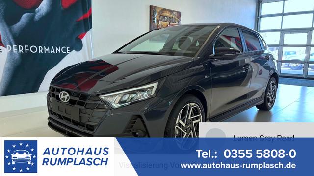 Hyundai i20 - N Line 1.0 T-GDI DCT 73 kW (100 PS) Lenkradheizung, Sitzheizung, Klimaautomatik, DAB, Android Auto, Apple CarPlay, Navigationssystem, Virtual Cockpit, Einparkhilfe vorne und hinten, R&uuml;ckfahrkamera, 17 Zoll Leichtmetallfelgen, uvm.