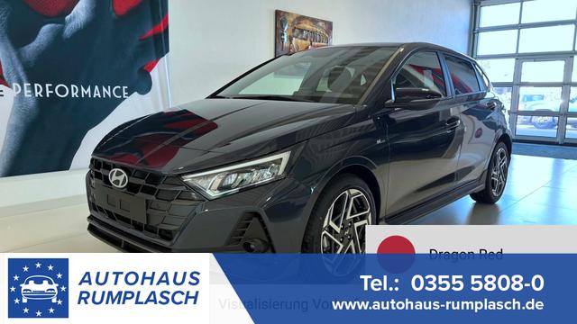 Hyundai i20 - N Line 1.0 T-GDI DCT 73 kW (100 PS) Induktionsladestation, Toter-Winkel-Assis. Lenkradheizung, Sitzheizung, Klimaautomatik, Android Auto, Apple CarPlay, Navigationssystem, Virtual Cockpit, Einparkhilfe v + h, R&uuml;ckfahrkamera, 17 Zoll Leichtmetallfelgen, uvm.