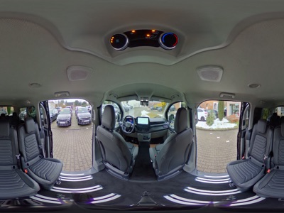 360° Innenansicht Ford Tourneo      2.0 EcoBlue, 320 L2 Titanium FWD 8.Sitze AZV Leder 19Zoll TechnologiePaket5 Standh. Sitzh. Lenkradhzb. Navi LED elktr. Sitze  